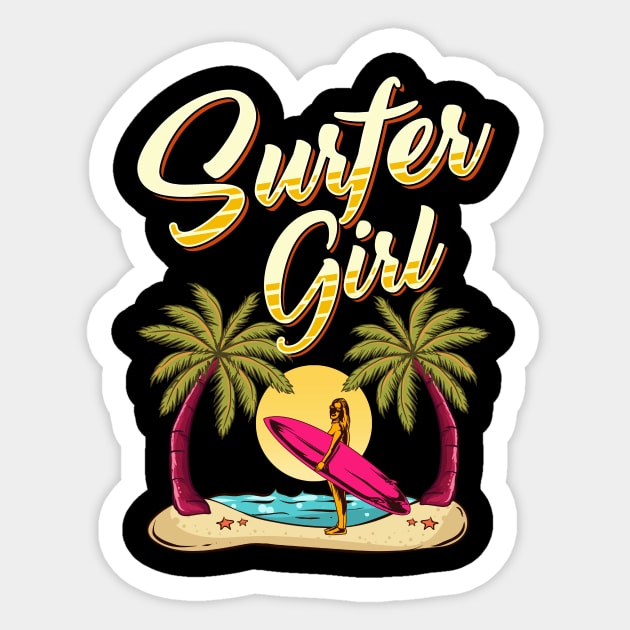 Surfer Girl Surfing Women Surfboard Gift Vintage Design Sticker by Dr_Squirrel